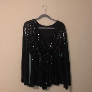 Black Sequin Romper